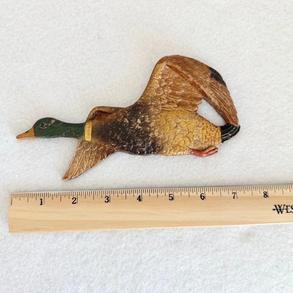Vintage 1980 Mallard Duck Wall Decor Set 3 Brown Good Rustic Cabin Lodge Flight